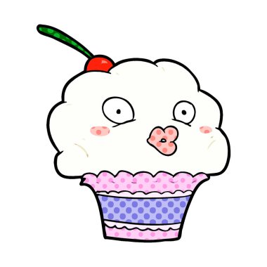 vektör çizim karikatür cupcake