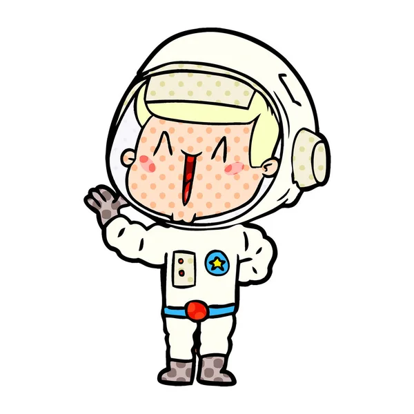 Vektorillustration Sjungande Tecknad Astronaut — Stock vektor