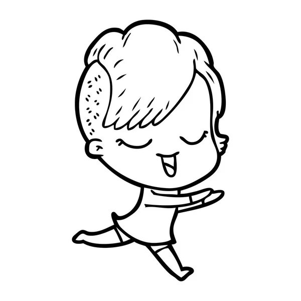 快乐卡通女孩的矢量插图 — 图库矢量图片
