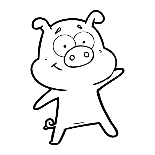 Vector Ilustración Feliz Cerdo Dibujos Animados — Vector de stock