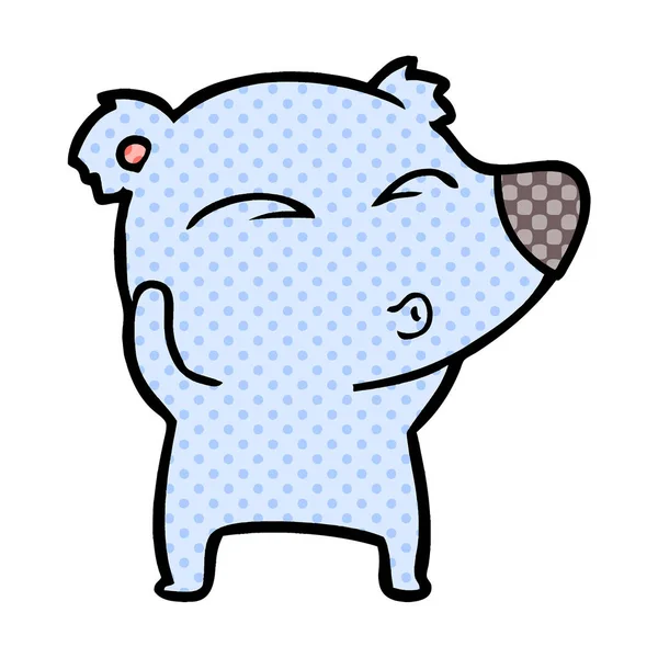 Ilustração Vetorial Urso Assobiando Desenhos Animados —  Vetores de Stock