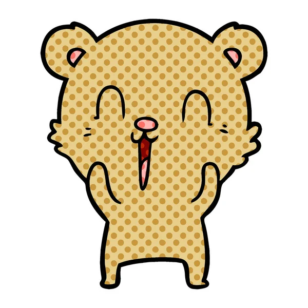 Vektoros Illusztráció Medve Boldog Rajzfilm — Stock Vector