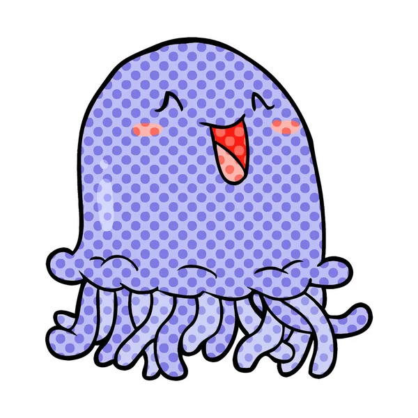 Ilustración Vectorial Medusas Dibujos Animados Felices — Vector de stock