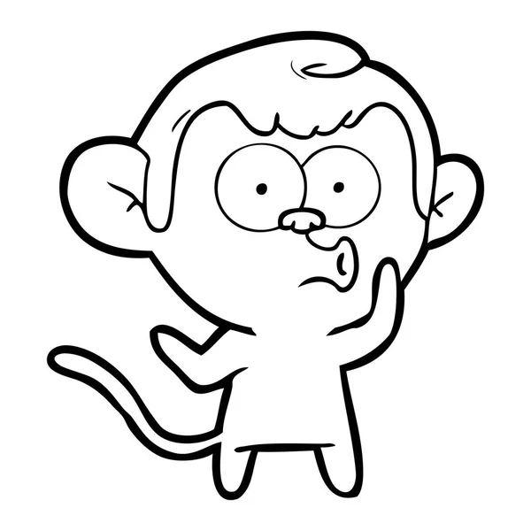 Vektorillustration Tecknade Visslande Monkey Isolerad Vit — Stock vektor