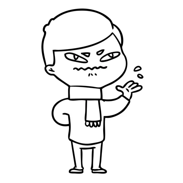 Illustrazione Vettoriale Uomo Arrabbiato Cartone Animato — Vettoriale Stock