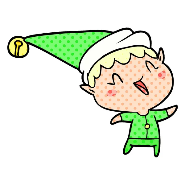 Dibujos Animados Feliz Navidad Elf — Vector de stock