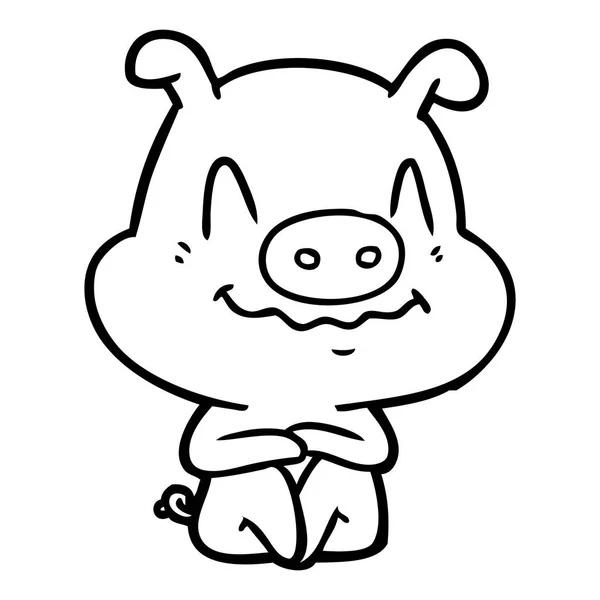 Illustration Vectorielle Cochon Dessin Animé Nerveux — Image vectorielle