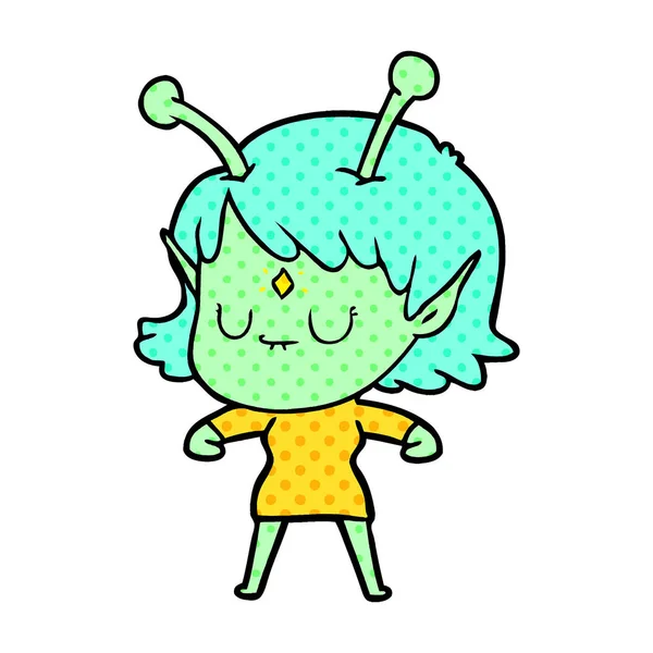 vektör çizim karikatür uzaylı kız