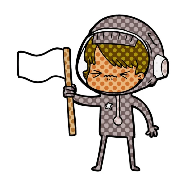 bayrak sallayarak kızgın çizgi film alan kız