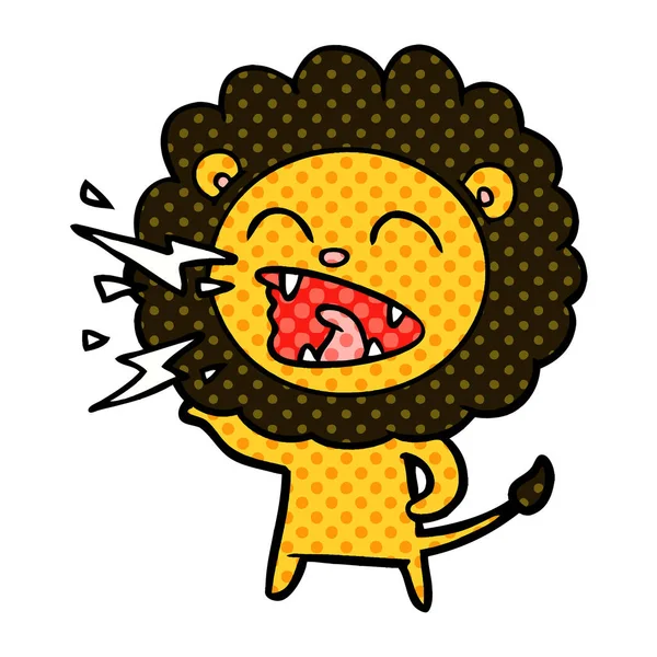 vektör çizim karikatür kükreyen aslan