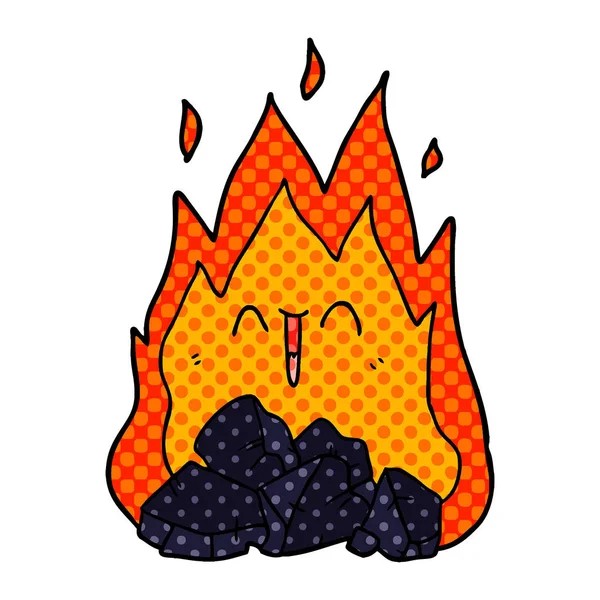 石炭の火の燃える漫画 — ストックベクタ