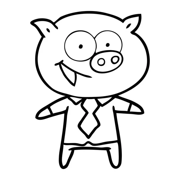 Illustration Vectorielle Dessin Animé Cochon Joyeux — Image vectorielle