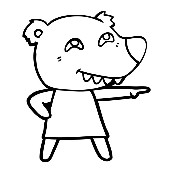 动画片指向熊女孩显示牙 — 图库矢量图片