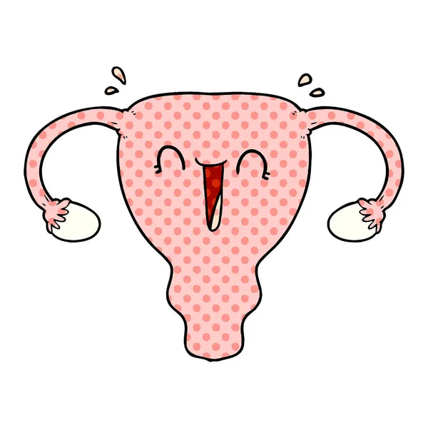 Illustration Vectorielle Dessin Animé Heureux Utérus — Image vectorielle