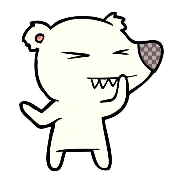 Boos Polar Bear Cartoon Denken — Stockvector