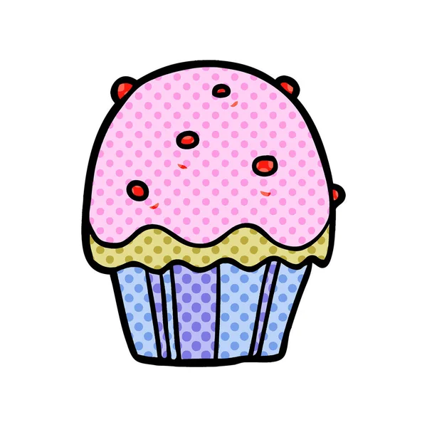 Vector Illustration Cartoon Cupcake — Stock Vector