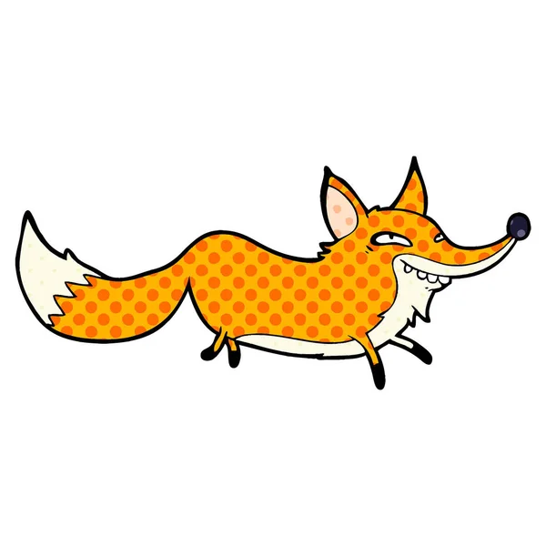 Cute Cartoon Sly Fox — Stock Vector