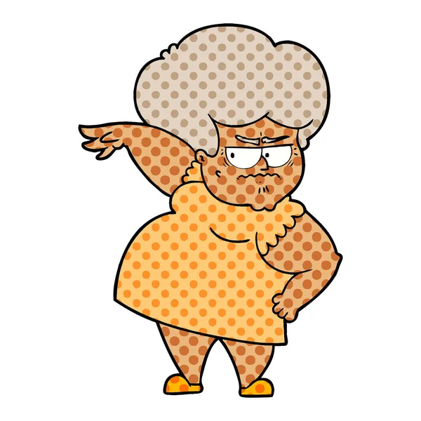 Cartoon Angry Old Woman — Stock Vector