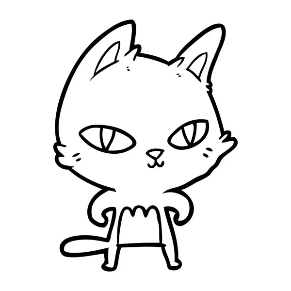 Vector Ilustración Dibujos Animados Gato Mirando — Vector de stock