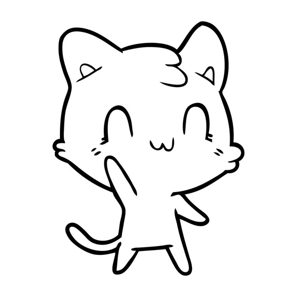 Ilustração Vetorial Desenho Animado Gato Feliz — Vetor de Stock
