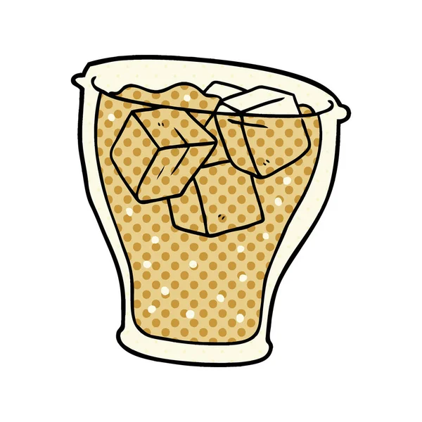 Cartoon Glas Cola Mit Eis — Stockvektor