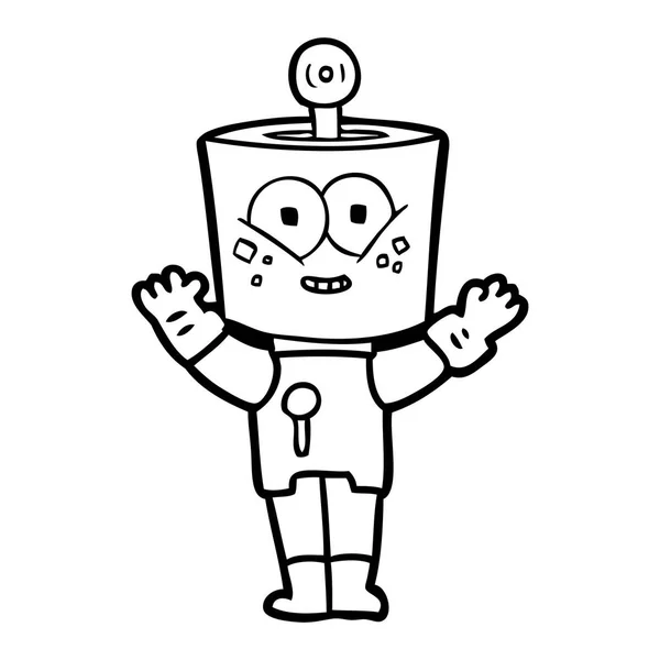 Ilustração Vetorial Robô Cartoon Feliz — Vetor de Stock