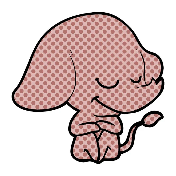 象の笑みを浮かべて漫画のベクトル イラスト — ストックベクタ