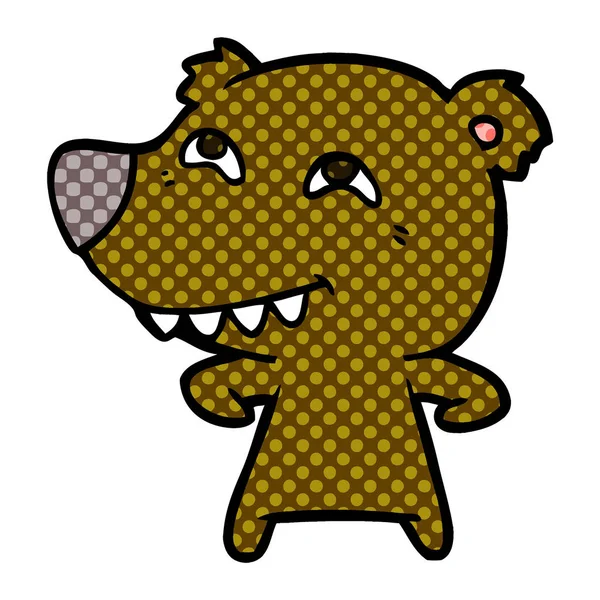 Urso Dos Desenhos Animados Mostrando Dentes — Vetor de Stock