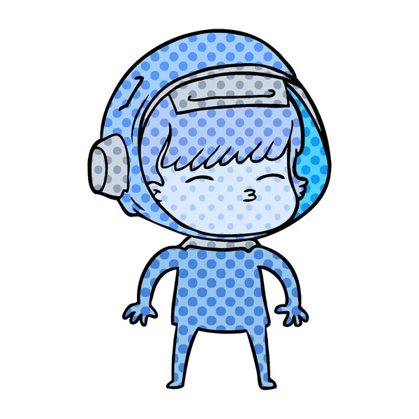 Vector Illustration Cartoon Curious Astronaut — Stock Vector