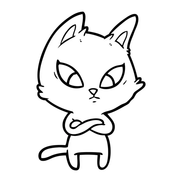 Illustrazione Vettoriale Gatto Cartone Animato Confuso — Vettoriale Stock