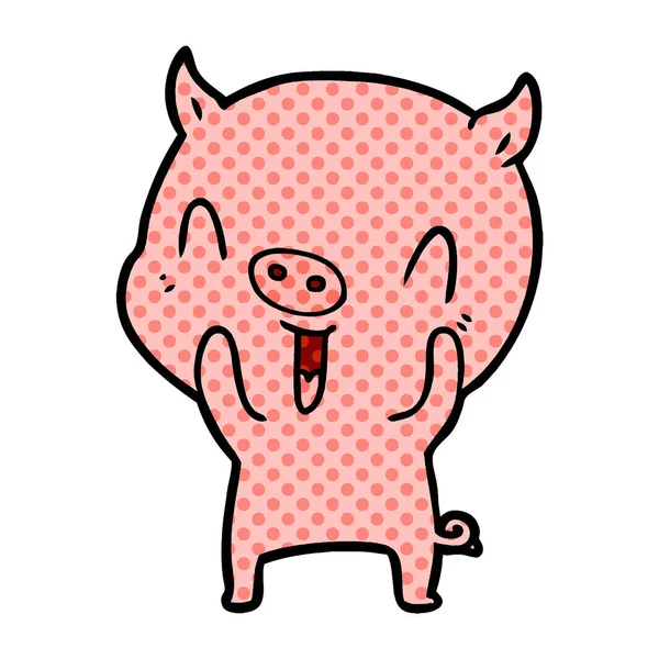 Illustration Vectorielle Cochon Heureux Dessin Animé — Image vectorielle