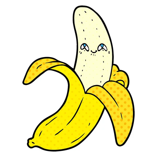 Desenho Animado Louco Feliz Banana —  Vetores de Stock