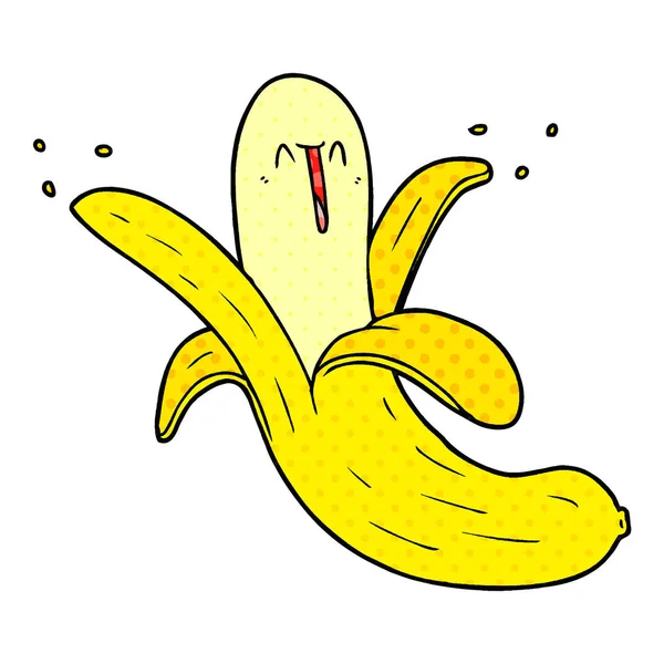 Desenho Animado Louco Feliz Banana — Vetor de Stock
