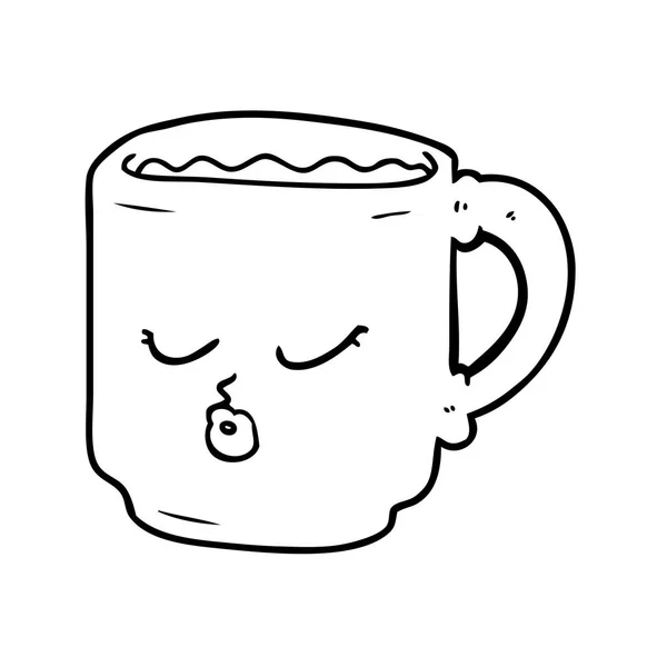 Ilustração Vetorial Caneca Café Dos Desenhos Animados — Vetor de Stock