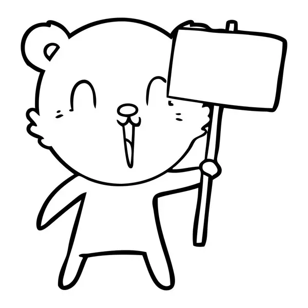 Glücklicher Cartoon Bär Mit Plakat — Stockvektor