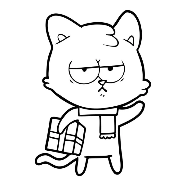 Vector Ilustración Aburrido Gato Dibujos Animados — Vector de stock