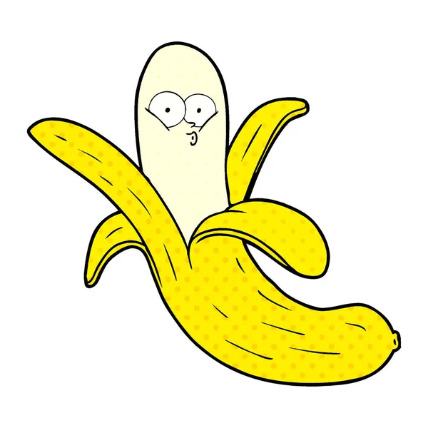 Plátano Dibujos Animados Con Cara — Vector de stock