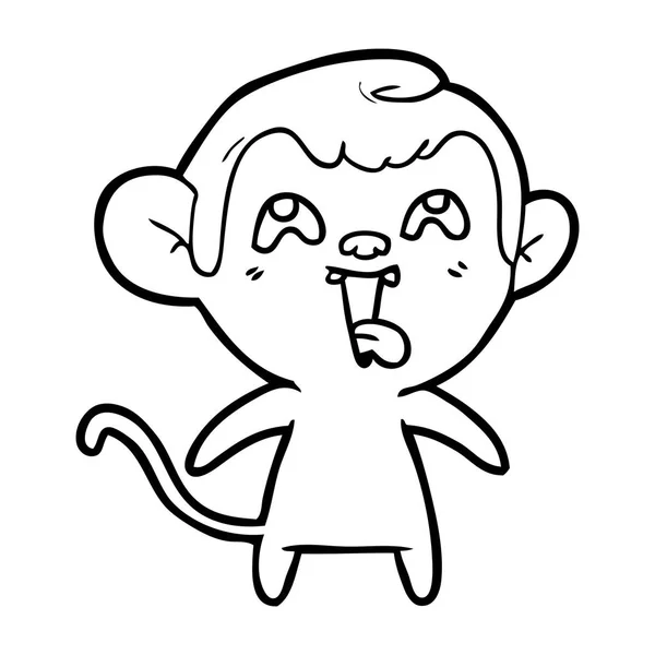 Vektör Çizim Karikatür Maymun Üzerinde Beyaz Izole Dil Gösterilen — Stok Vektör