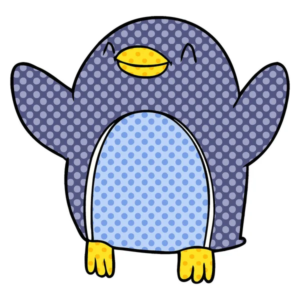 Pingüino Dibujos Animados Saltando Alegría — Vector de stock