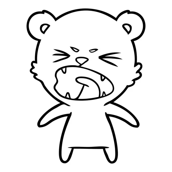 Vector Illustration Angry Cartoon Bear — Stock Vector