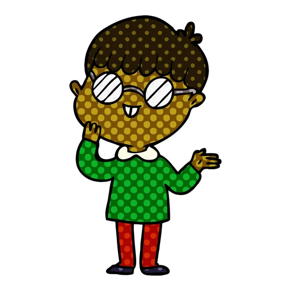 Niño Dibujos Animados Con Gafas — Archivo Imágenes Vectoriales