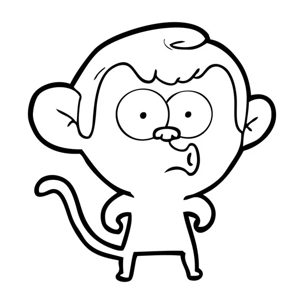 Vektorillustration Tecknade Visslande Monkey Isolerad Vit — Stock vektor