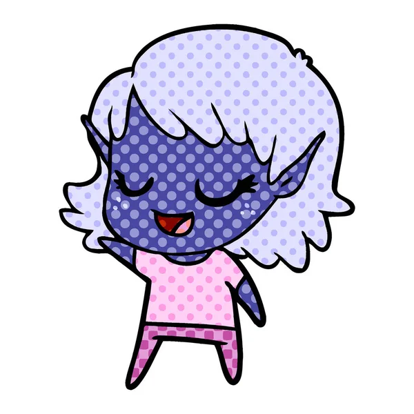 mutlu karikatür elf kızı