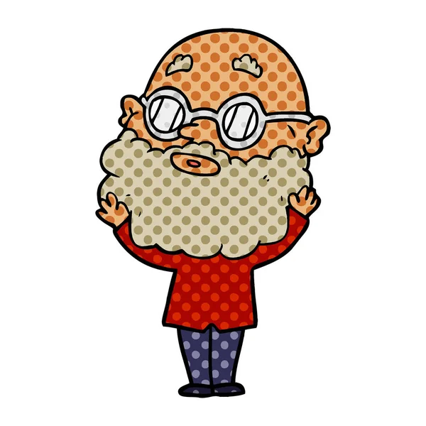 çizgi film meraklı adam sakal ve gözlük