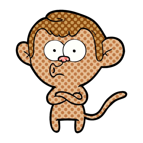 Ilustração Vetorial Desenho Animado Macaco Surpreso — Vetor de Stock