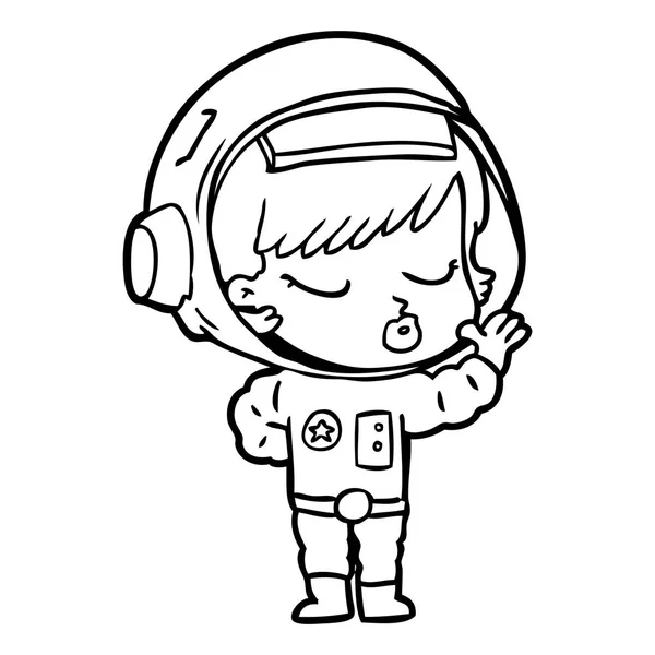 Dibujos Animados Chica Astronauta Bonita — Vector de stock