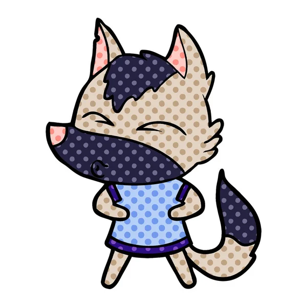 vektör çizim karikatür kurt ıslık