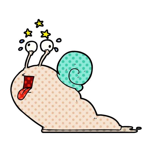 Vector Illustration Crazy Cartoon Snail — Stock Vector