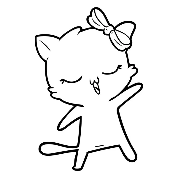 Desenho Animado Gato Com Arco Cabeça —  Vetores de Stock