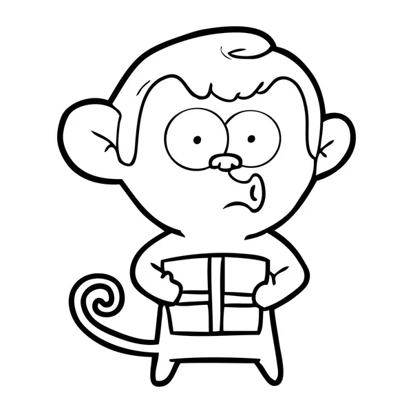 Vektorillustration Tecknad Jul Monkey — Stock vektor